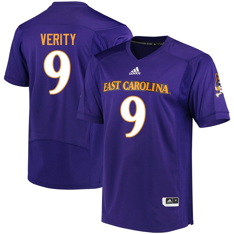 Men #9 Jake Verity ECU Pirates College Football Jerseys Sale-Purple